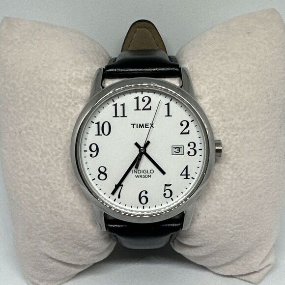 Timex Easy Reader TW2P75600 Men's Black Leather Analog Dial Quartz Watch HME250 - Picture 1 of 11